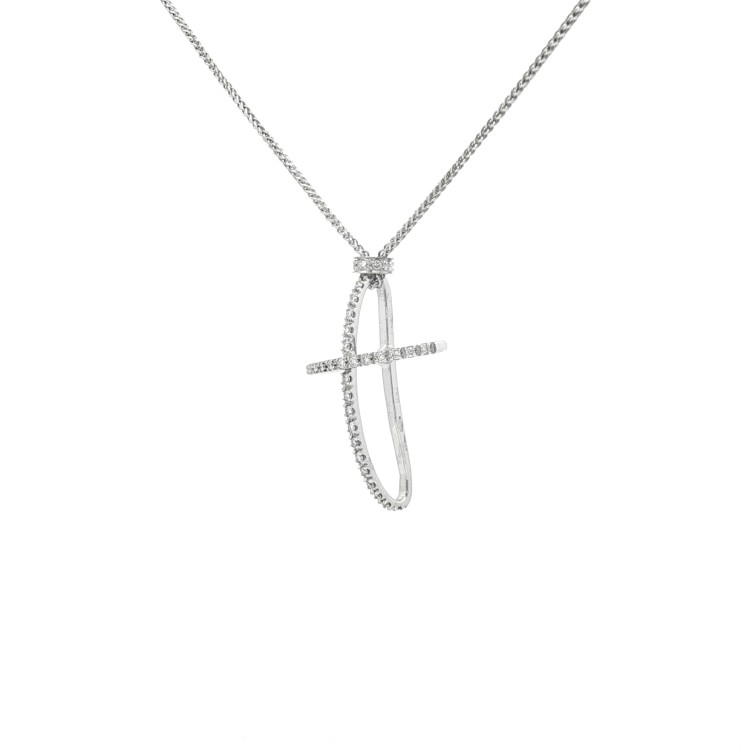Collana Croce Diamanti ct 0,20 Oro 18 kt