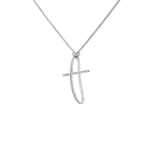 Collana Croce Diamanti ct 0,20 Oro 18 kt