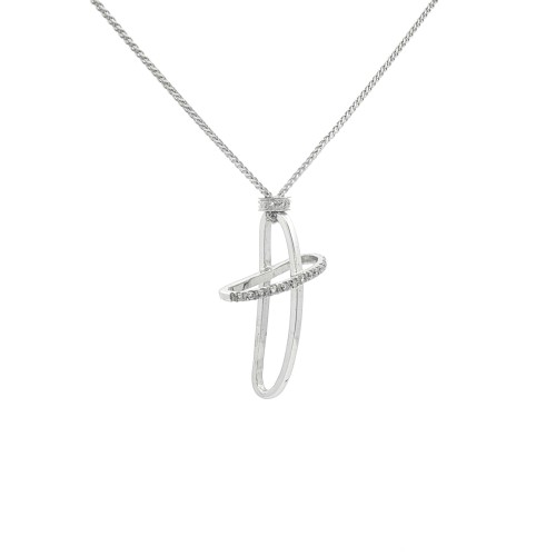 Collana Croce Diamanti ct 0,09 Oro 18 kt
