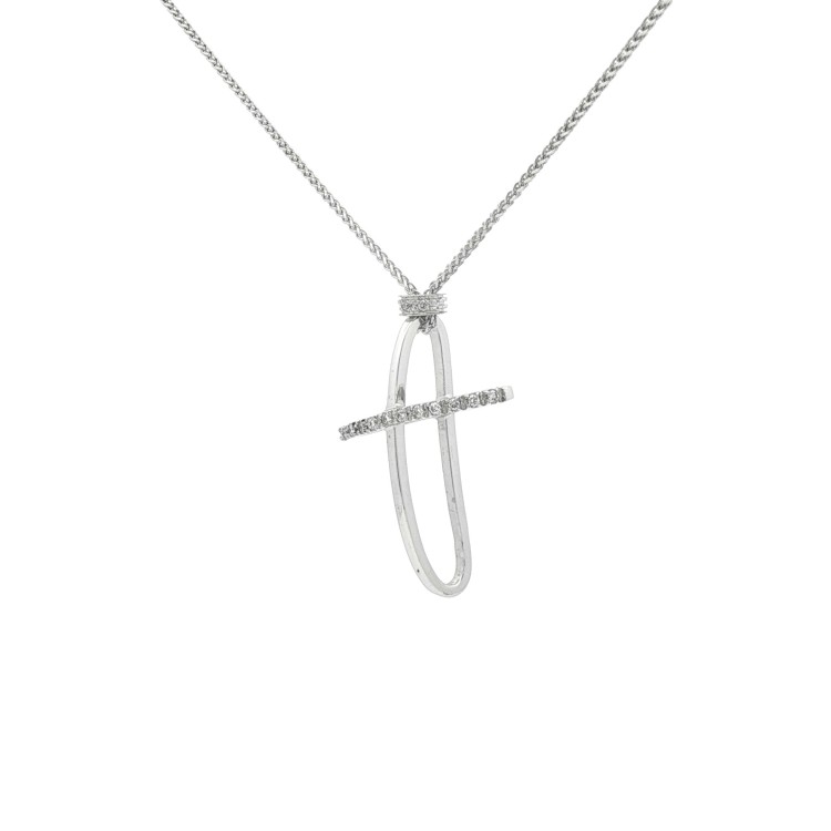 Collana Croce Diamanti ct 0,09 Oro 18 kt