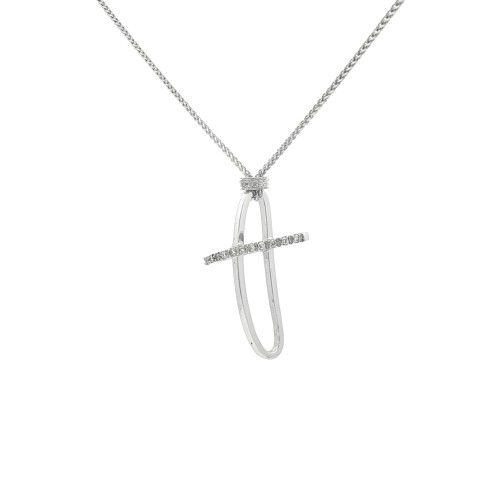 Collana Croce Diamanti ct 0,09 F VS Oro 18 kt