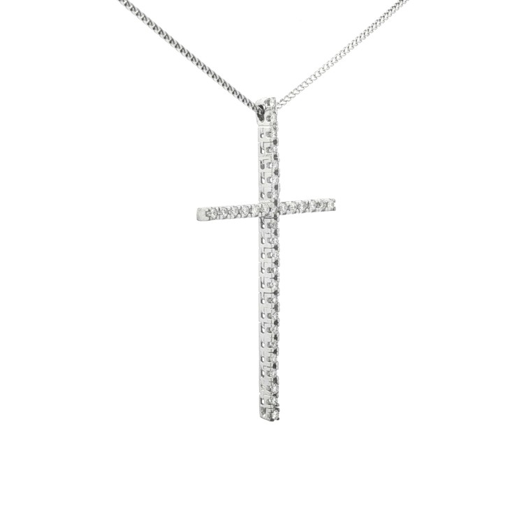 Collana Croce Diamanti ct 0,60 Oro 18 kt
