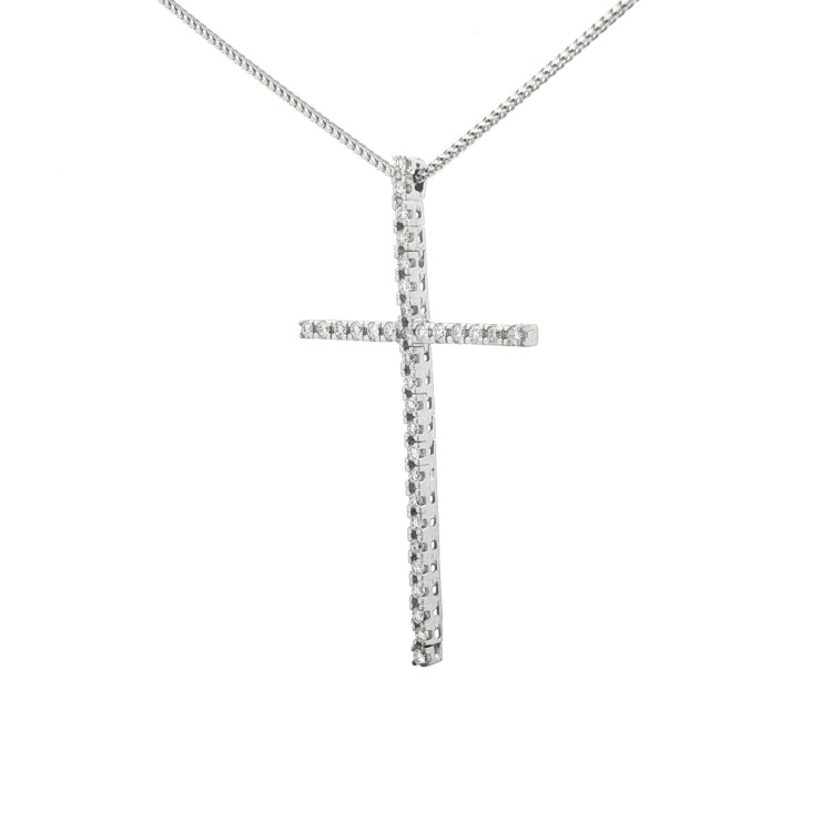 Collana Croce Diamanti ct 0,60 Oro 18 kt