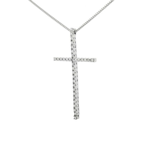 Collana Croce Diamanti ct 0,60 Oro 18 kt