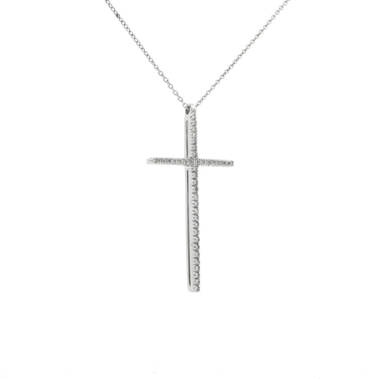 Collana Croce Diamanti ct 0,26 Oro 18 kt