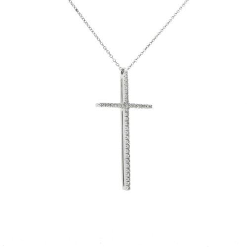Collana Croce Diamanti ct 0,26 Oro 18 kt