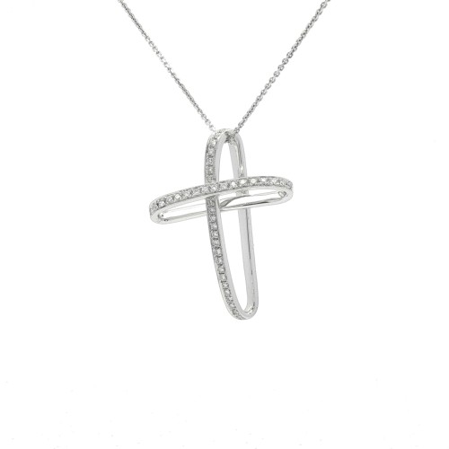 ALFIERI & St. JOHN Collana Croce Diamanti ct 0,31 Oro 18 kt