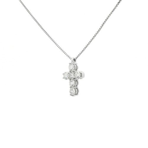 Collana Croce Diamanti ct 1,59 EF VVS Oro 18 kt 6,22 gr