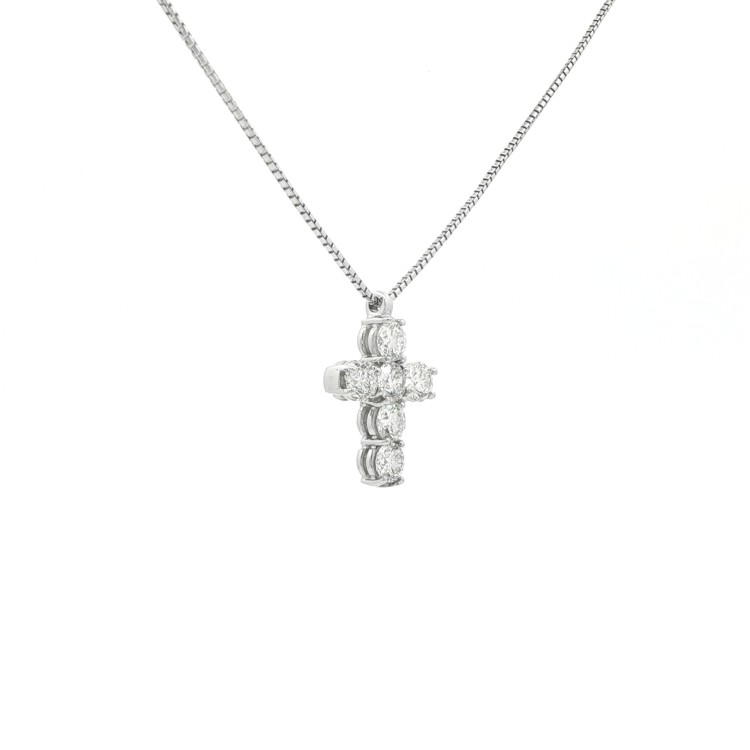 Collana Croce Diamanti ct 1,59 EF VVS Oro 18 kt 6,22 gr