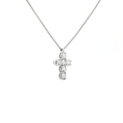 Collana Croce Diamanti ct 1,59 EF VVS Oro 18 kt 6,22 gr