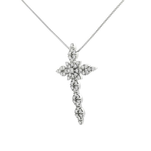 Collana Croce Diamanti ct 1,56 Oro 18 kt