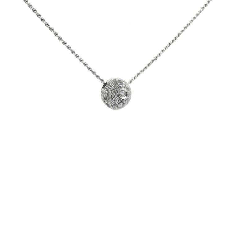 Collana Pendente SFERA Diamanti ct 0,03 Oro 18 kt