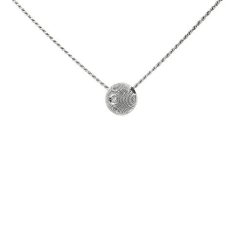 Collana Pendente SFERA Diamanti ct 0,03 Oro 18 kt