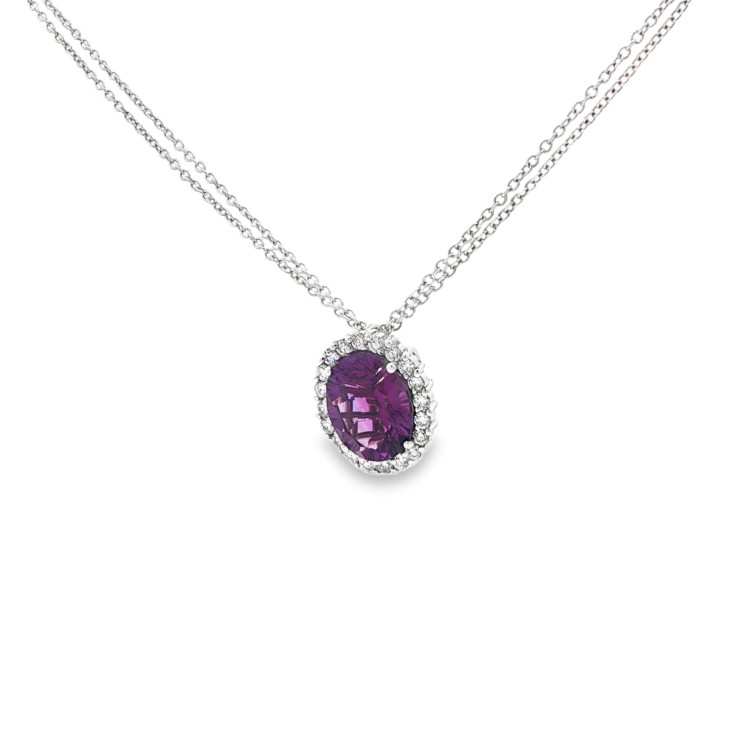Collana Ametista Diamante ct 0,46 Oro 18 kt