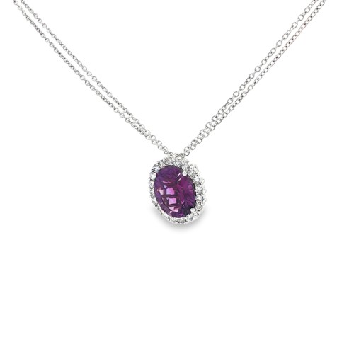 Collana Ametista Diamante ct 0,46 Oro 18 kt