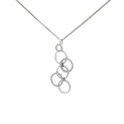 Collana Pendente Cerchi Diamanti ct 0,23 Oro 18 kt 2