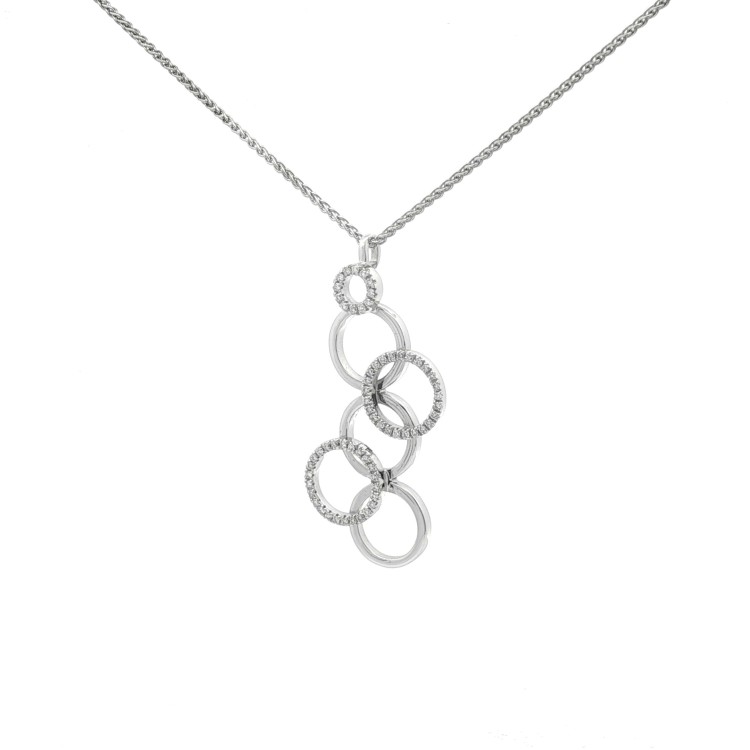 Collana Pendente Cerchi Diamanti ct 0,23 Oro 18 kt