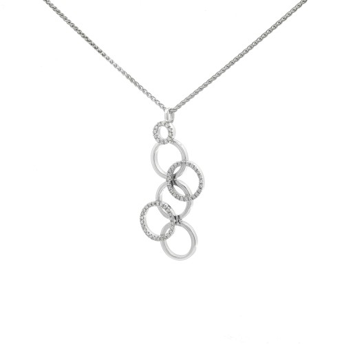 Collana Pendente Cerchi Diamanti ct 0,23 Oro 18 kt