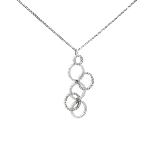 Collana Pendente Cerchi Diamanti ct 0,23 Oro 18 kt