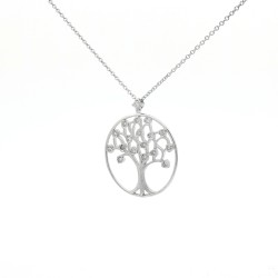 Collana Albero della Vita 25 mm Diamanti ct 0,21 F VS Oro Bianco 18 kt 4,85 gr 2