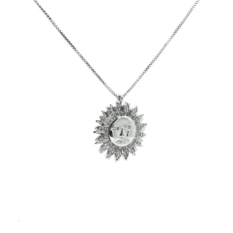 Collana Pendente SOLE Diamanti ct 0,25 Oro 18 kt