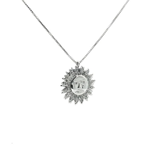 Collana Pendente SOLE Diamanti ct 0,25 Oro 18 kt