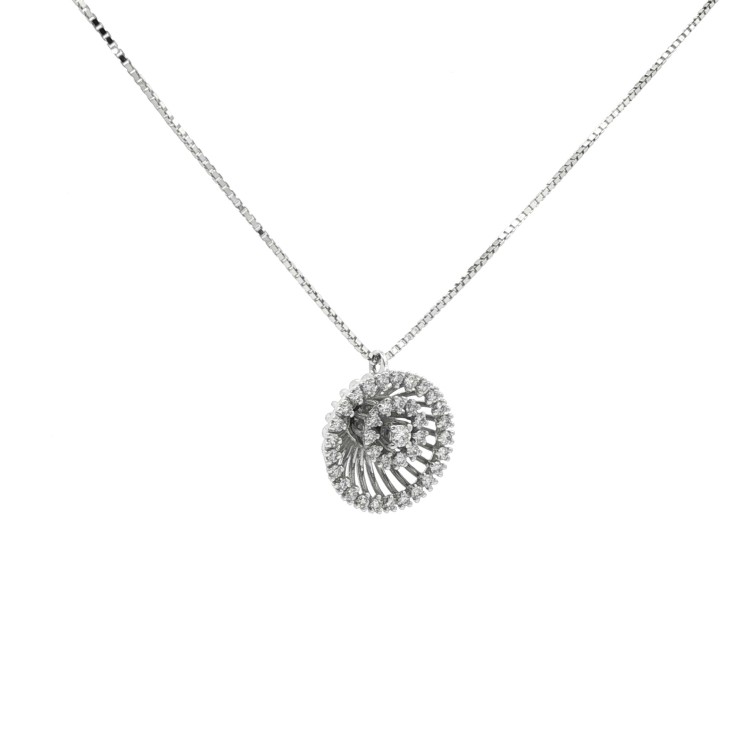 Collana Pendente Fiore Diamanti ct 0,41 Oro 18 kt