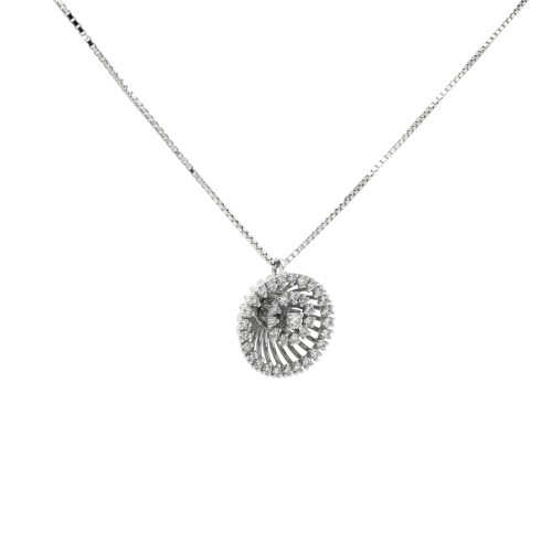 Collana Pendente Fiore Diamanti ct 0,41 Oro 18 kt