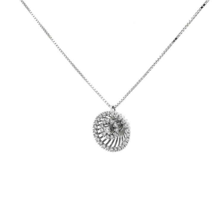 Collana Pendente Fiore Diamanti ct 0,41 Oro 18 kt