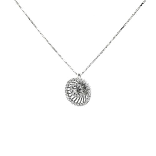 Collana Pendente Fiore Diamanti ct 0,41 Oro 18 kt