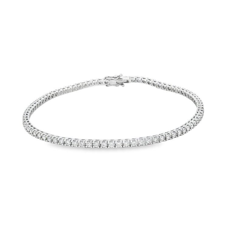 Bracciale Tennis Diamanti 4GQ 2,20 mm n° 82 pietre ct 1,80 F VS misura 18 cm Oro Bianco 18 kt 6,8 gr