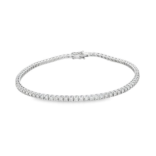 Bracciale Tennis Diamanti 4GQ 2,20 mm n° 82 pietre ct 1,80 F VS misura 18 cm Oro Bianco 18 kt 6,8 gr