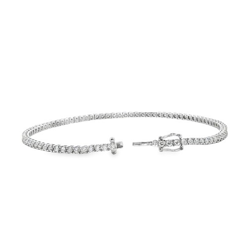 Bracciale Tennis Diamanti 4GQ 2,20 mm n° 82 pietre ct 1,80 F VS misura 18 cm Oro Bianco 18 kt 6,8 gr