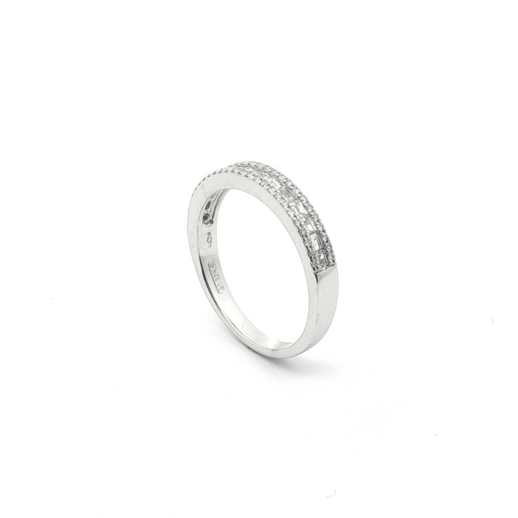 Fedina Riviere Baguette Diamanti ct 0,39 F VS (0,19 + 0,20) misura 3,30 mm Oro Bianco 18 kt 3,27 gr