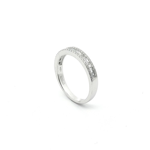 Fedina Riviere Baguette Diamanti ct 0,39 F VS (0,19 + 0,20) misura 3,30 mm Oro Bianco 18 kt 3,27 gr