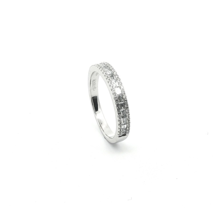 Fedina Riviere Baguette Diamanti ct 0,39 F VS (0,19 + 0,20) misura 3,30 mm Oro Bianco 18 kt 3,27 gr