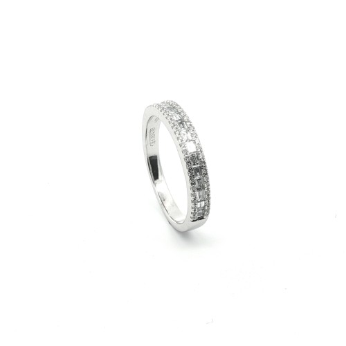 Fedina Riviere Baguette Diamanti ct 0,39 F VS (0,19 + 0,20) misura 3,30 mm Oro Bianco 18 kt 3,27 gr