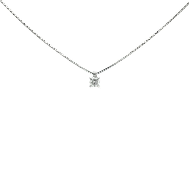 Collana Punto Luce 4GF Diamante ct 0,18 F VS2 Oro Bianco 750 18 kt 2,10 gr