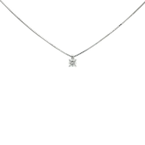 Collana Punto Luce 4GF Diamante ct 0,18 F VS2 Oro Bianco 750 18 kt 2,10 gr