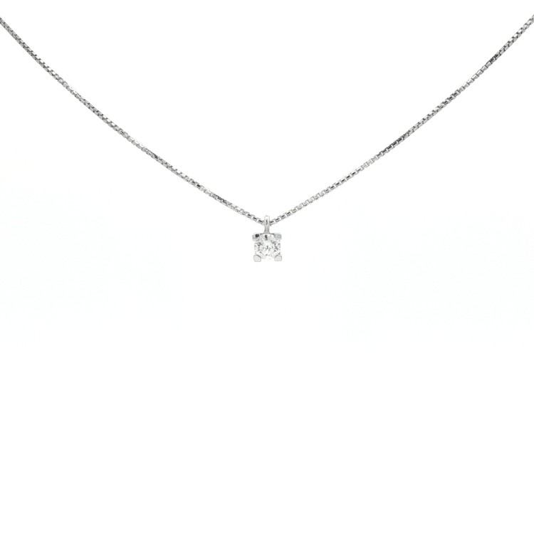 Collana Punto Luce 4GQS Griffe Quadro ct 0,14 F VS Oro Bianco 18 kt Diamante Taglio a Brillante 1,95 gr