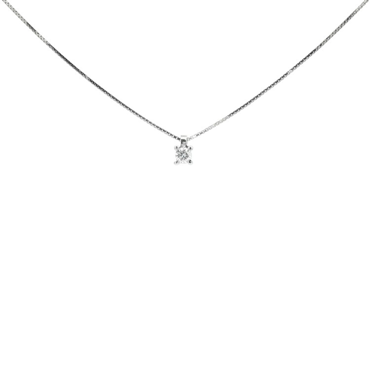 Collana Punto Luce 4GF Diamante ct 0,10 E VS oro Bianco 18 kt 1,69 gr