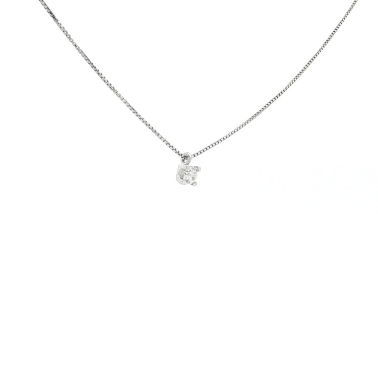 Collana Punto Luce 4GQS Griffe Quadro ct 0,14 F VS Oro Bianco 18 kt Diamante Taglio a Brillante 1,95 gr