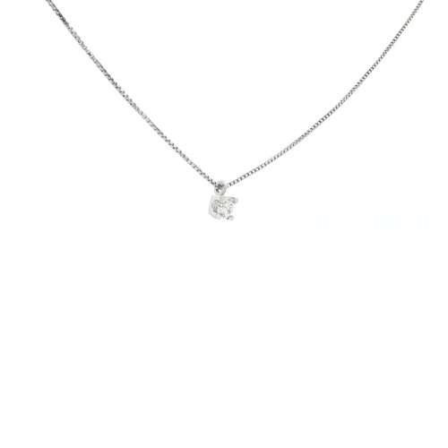 Collana Punto Luce 4GQS Griffe Quadro ct 0,14 F VS Oro Bianco 18 kt Diamante Taglio a Brillante 1,95 gr
