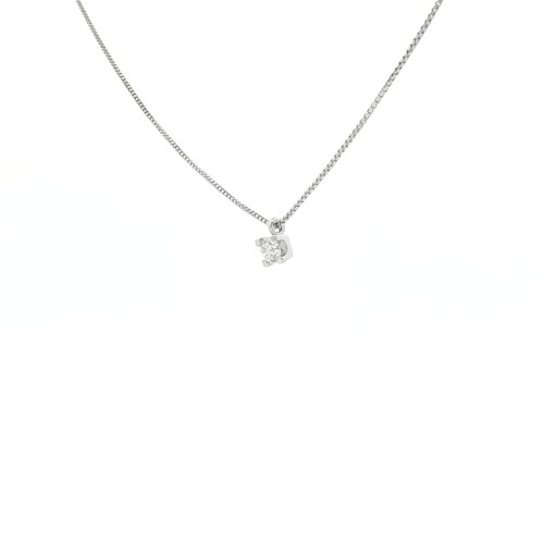 Collana Punto Luce 4GQS Griffe Quadro ct 0,14 F VS Oro Bianco 18 kt Diamante Taglio a Brillante 1,95 gr