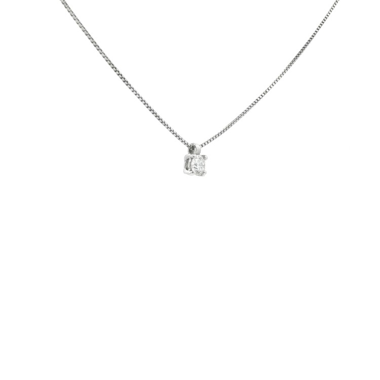 Collana Punto Luce 4GF Diamante ct 0,18 F VS2 Oro Bianco 750 18 kt 2,10 gr