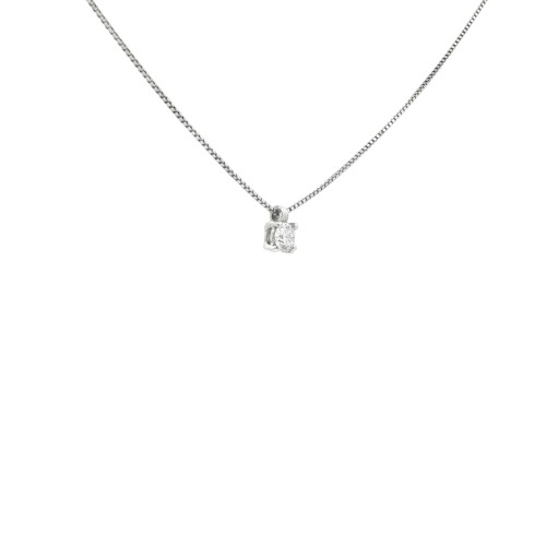 Collana Punto Luce 4GF Diamante ct 0,18 F VS2 Oro Bianco 750 18 kt 2,10 gr