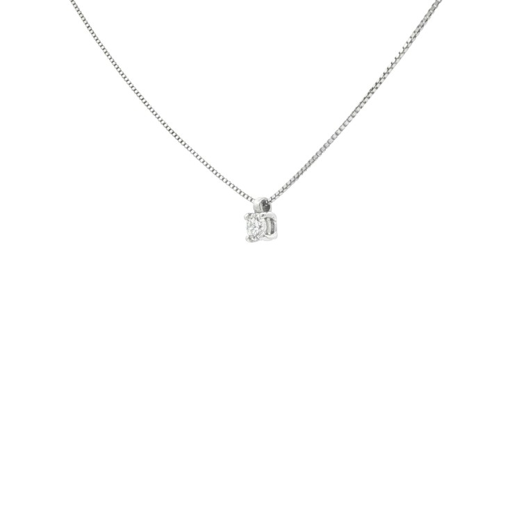 Collana Punto Luce 4GF Diamante ct 0,18 F VS2 Oro Bianco 750 18 kt 2,10 gr