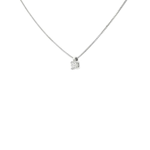 Collana Punto Luce 4GF Diamante ct 0,18 F VS2 Oro Bianco 750 18 kt 2,10 gr