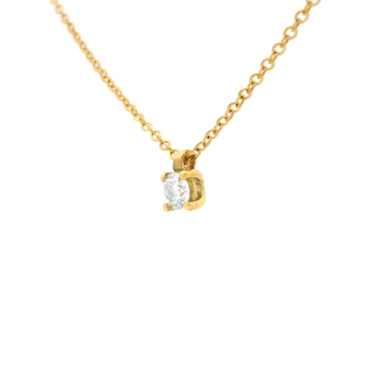 Collana Punto Luce 4GFG Diamante ct 0,19 D VS2 GIA Laser Oro Giallo 18 kt  2,47 gr