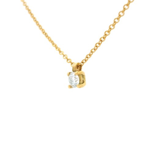 Collana Punto Luce 4GFG Diamante ct 0,19 D VS2 GIA Laser Oro Giallo 18 kt  2,47 gr